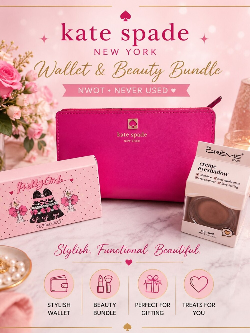 💗 NWOT Kate Spade Wallet + Beauty Bundle ✨